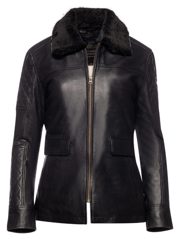 Sable Aviator Style Jacket With Shearling Collar