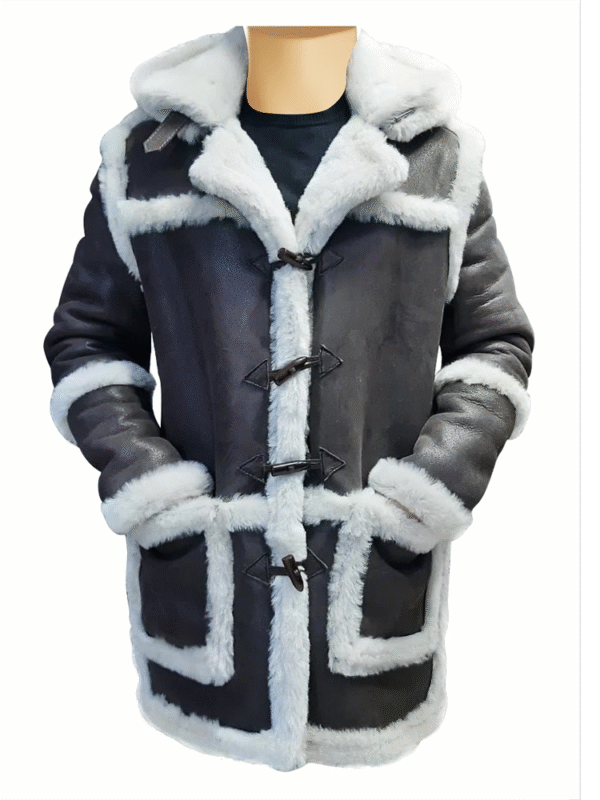 Rayyan's 3/4 length Rancher hooded shearling coat
