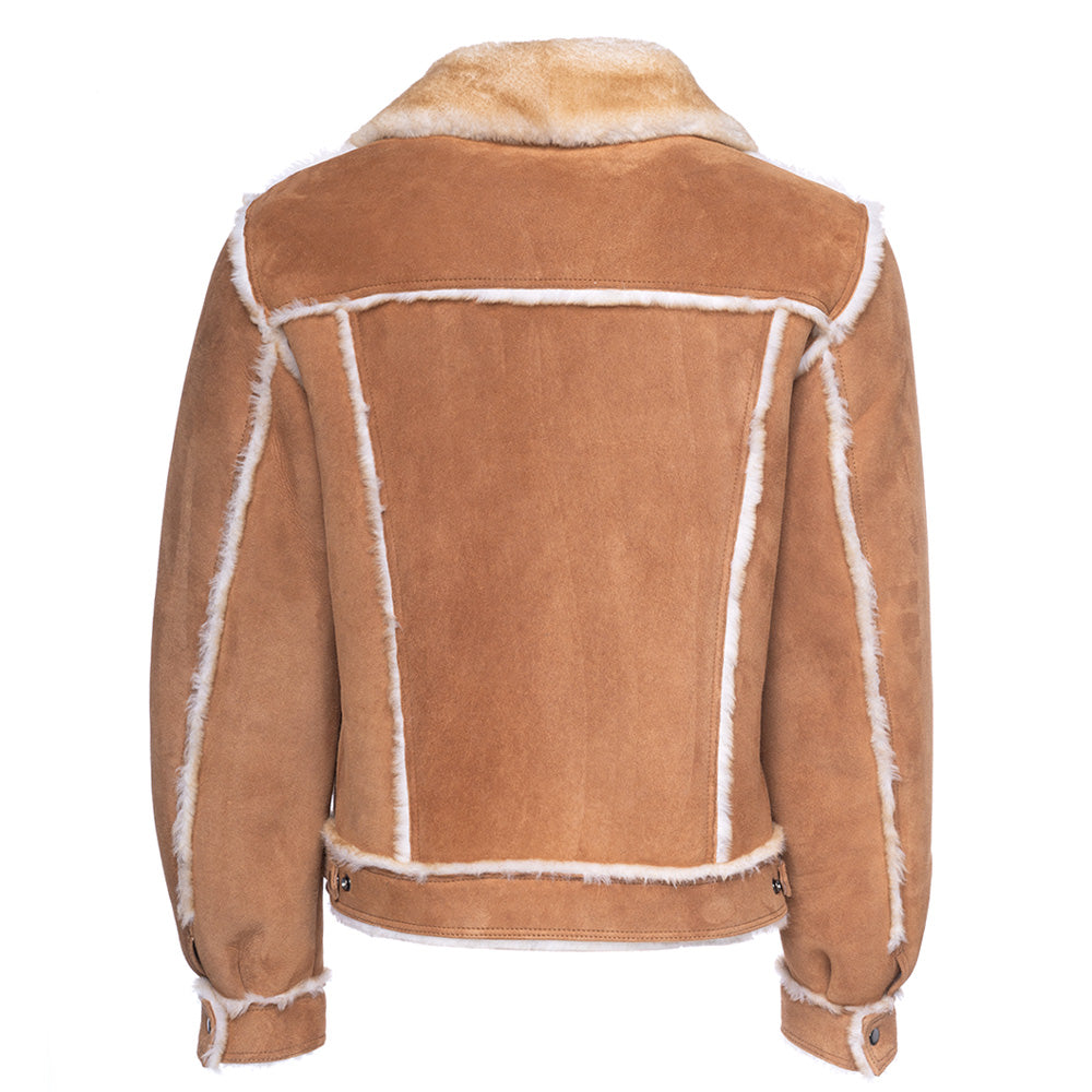 Stan's Tan Suede Shearling Trucker Jacket - Image 2
