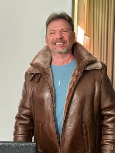 Phan's Brown Aviator bomber shearling jacket with a waist belt photo review