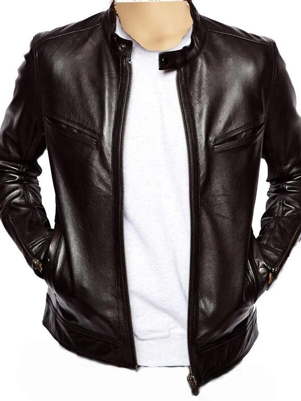 Plain black moto style jacket