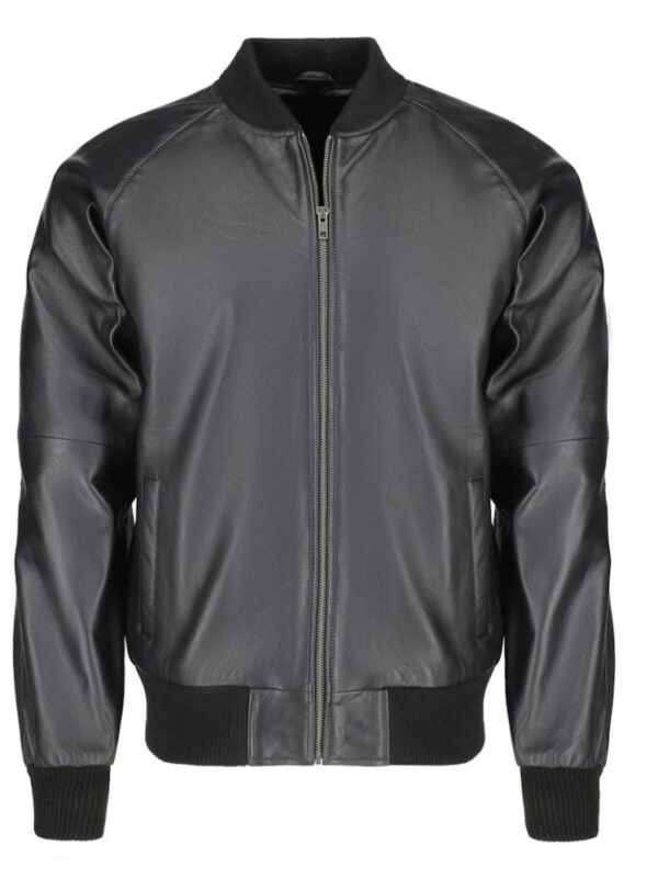 Black bomber style ribbed jacket
