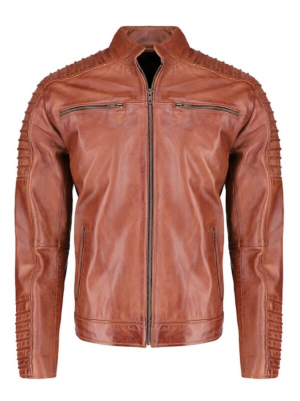 Cafe racer distressed jacket with piping