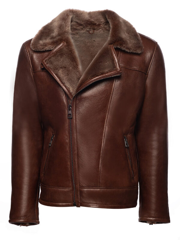 Dashiell brown trucker shearling jacket