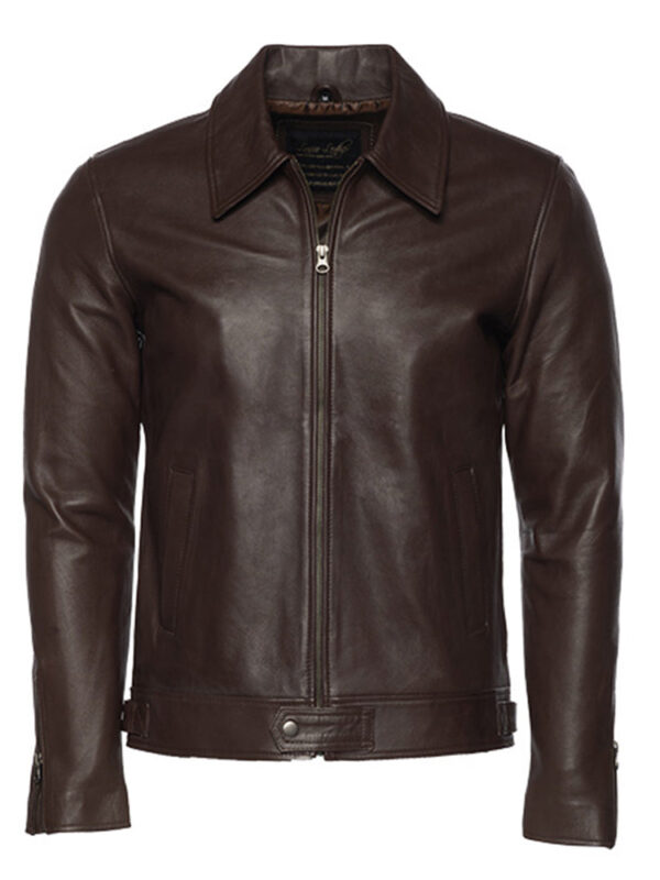Brown leather jacket with collars