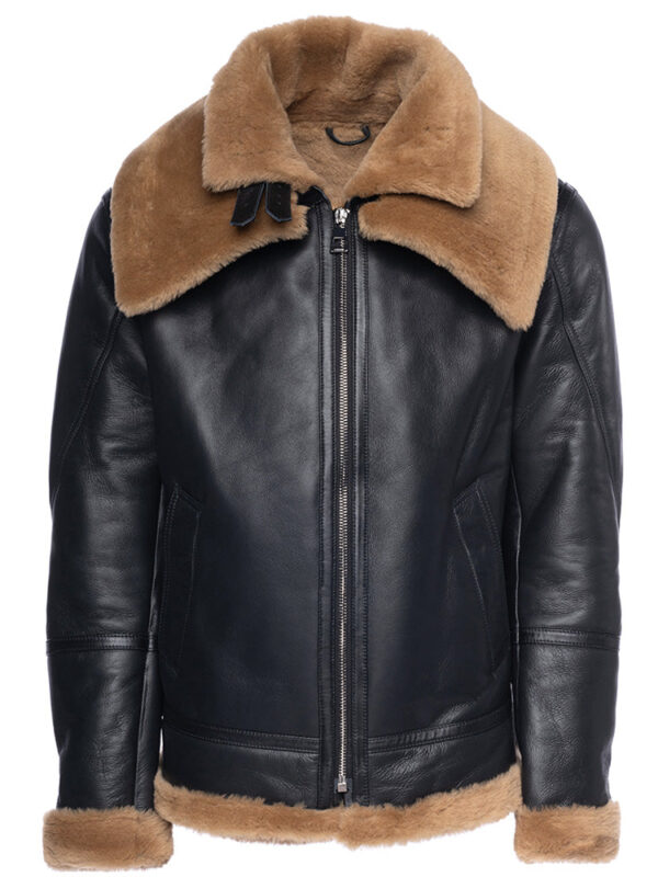Graysen black Aviator bomber shearling jacket