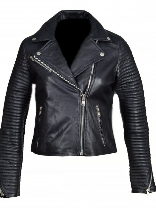Nyah’s Biker Style Jacket With Ribbed Sleeves