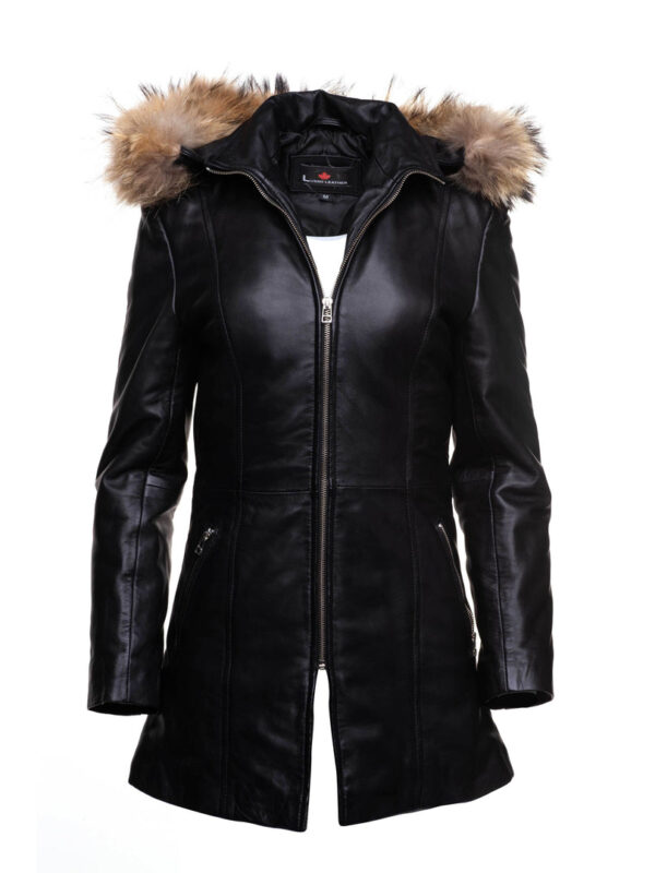 Jazmyn's long Winter coat with real fox fur hoodie