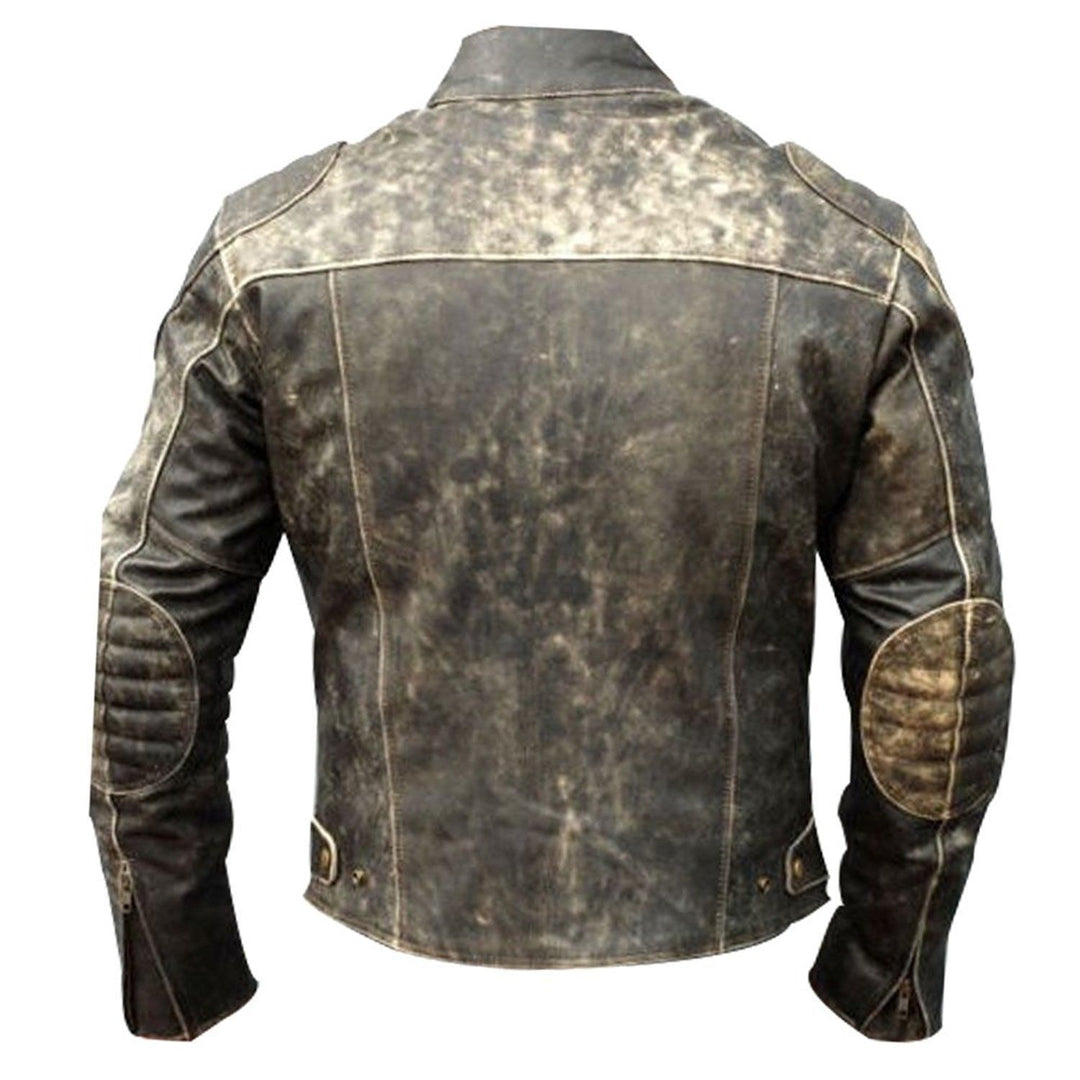 Theon's Distressed Leather Jacket With Shoulder Patch - Image 2