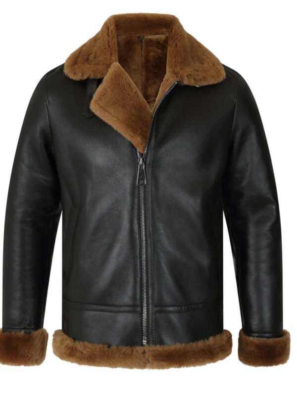 Classic Ginger Brown B3 Bomber Aviator Shearling Jacket