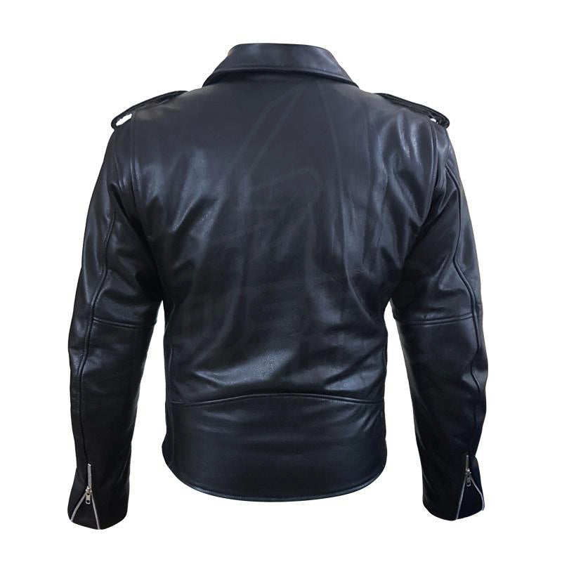 "Perfect" Biker Style Classic Black Premium Heavy Leather Jacket - Image 2