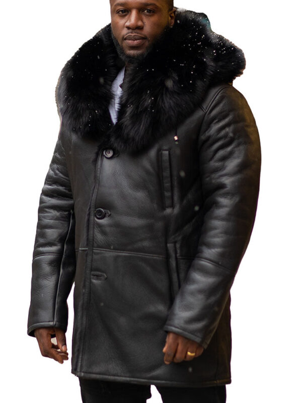 Cody's shearling trench coat with Fox Fur trims