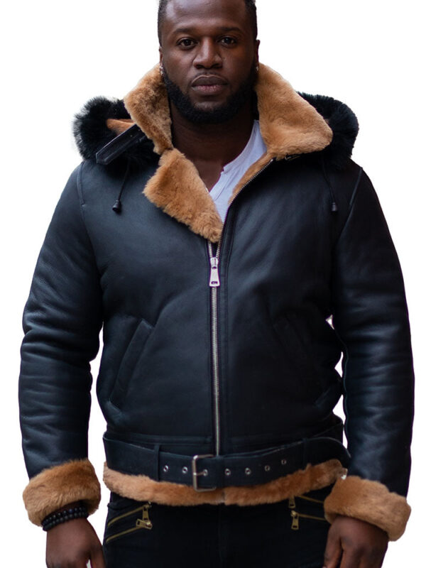 Jean's B3 Bomber Aviator Shearling Jacket with hoodie
