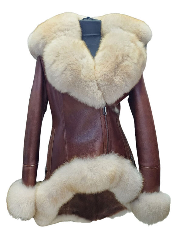 Gianna's brown shearling fur coat