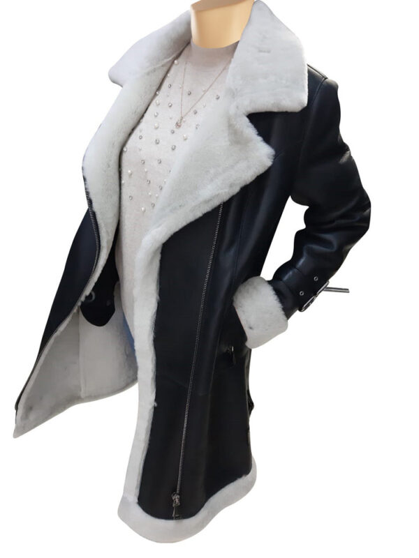 Katy's Black Shearling Aviator Long coat