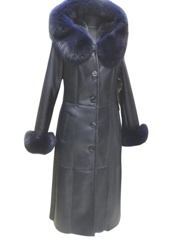 Seren's Navy Blue Shearling coat with fox fur