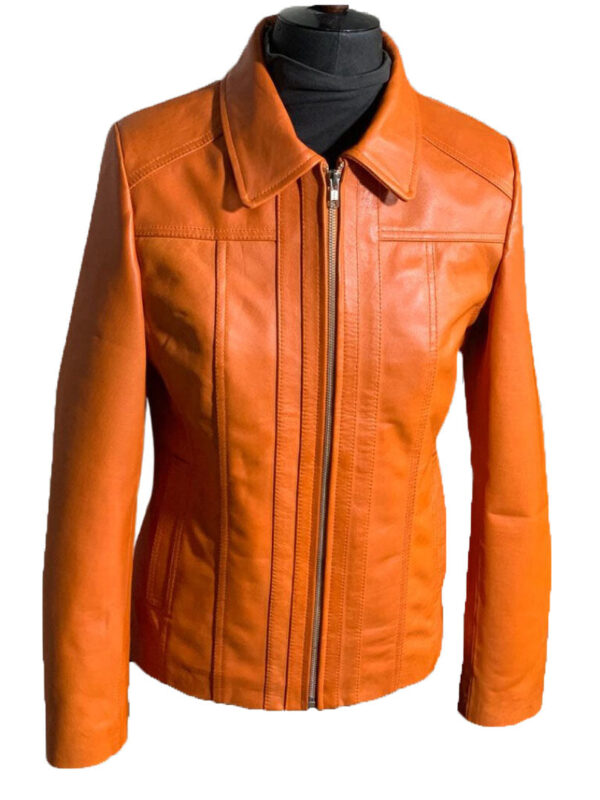 Amelia Women's orange leather jacket
