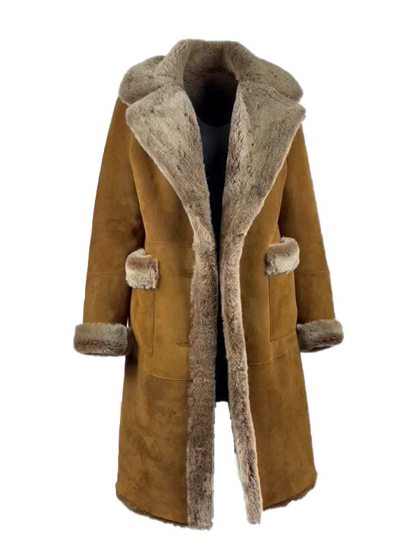 Sabina Tobacco Long Shearling Coat