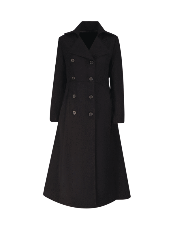Kaia Black Long wool Trench coat