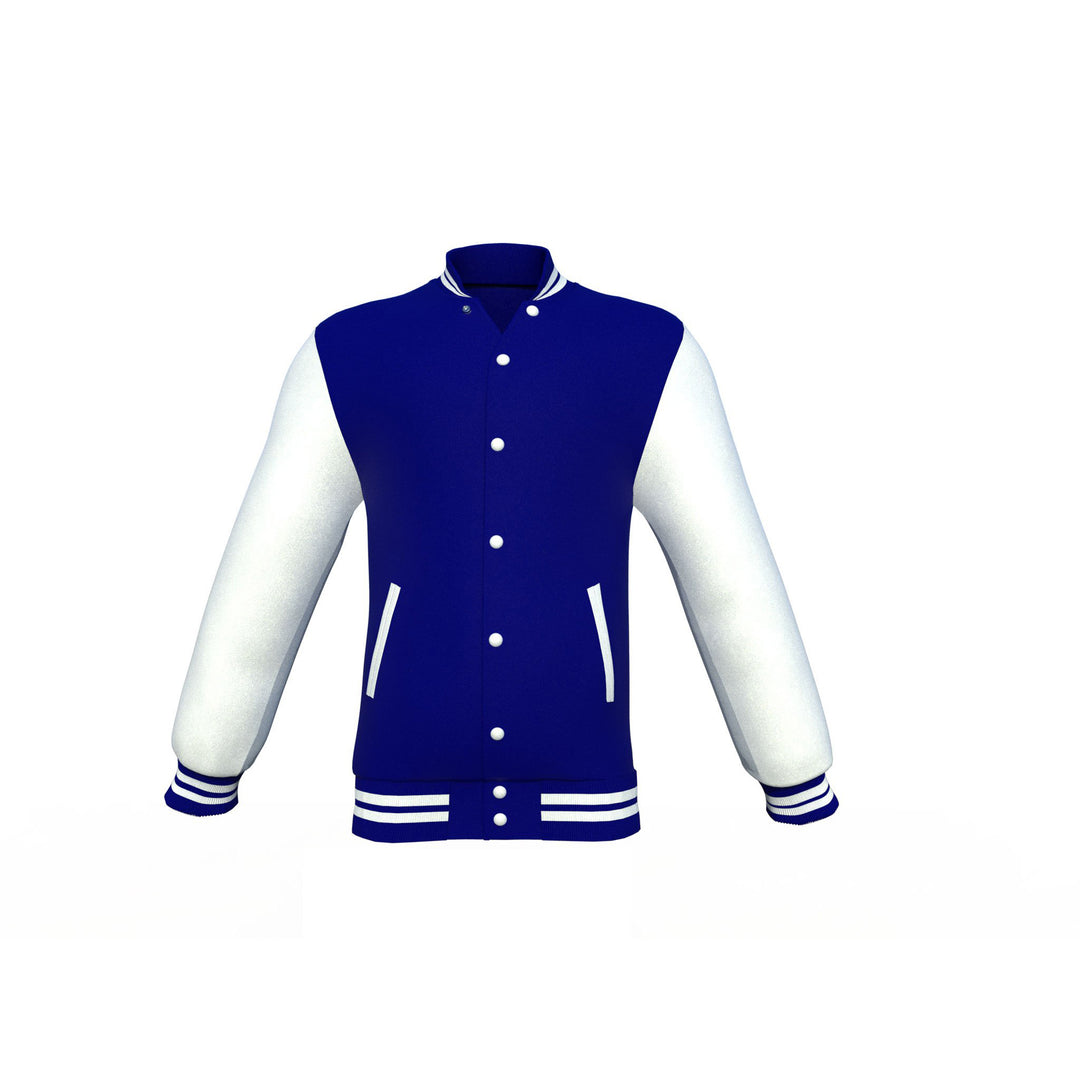 Navy Varsity Letterman Jacket with White Sleeves - Image 14
