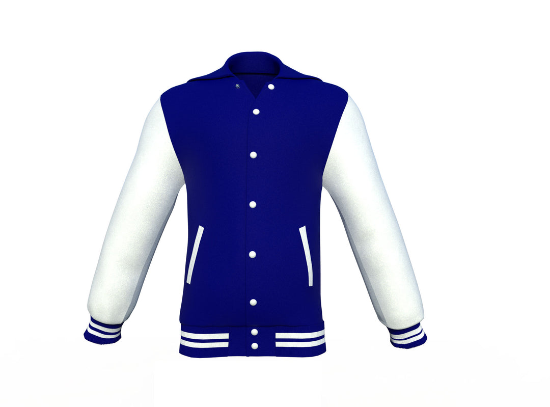 Navy Varsity Letterman Jacket with White Sleeves - Image 8