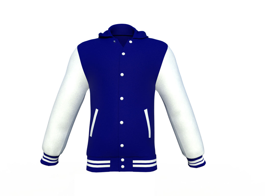 Navy Varsity Letterman Jacket with White Sleeves - Image 7