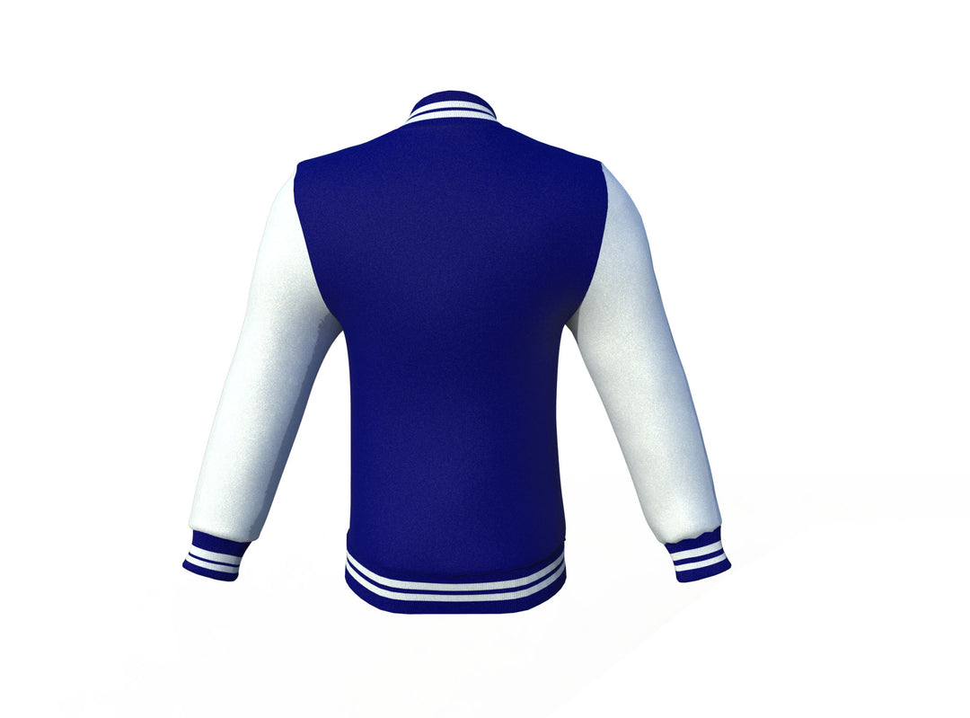Navy Varsity Letterman Jacket with White Sleeves - Image 6