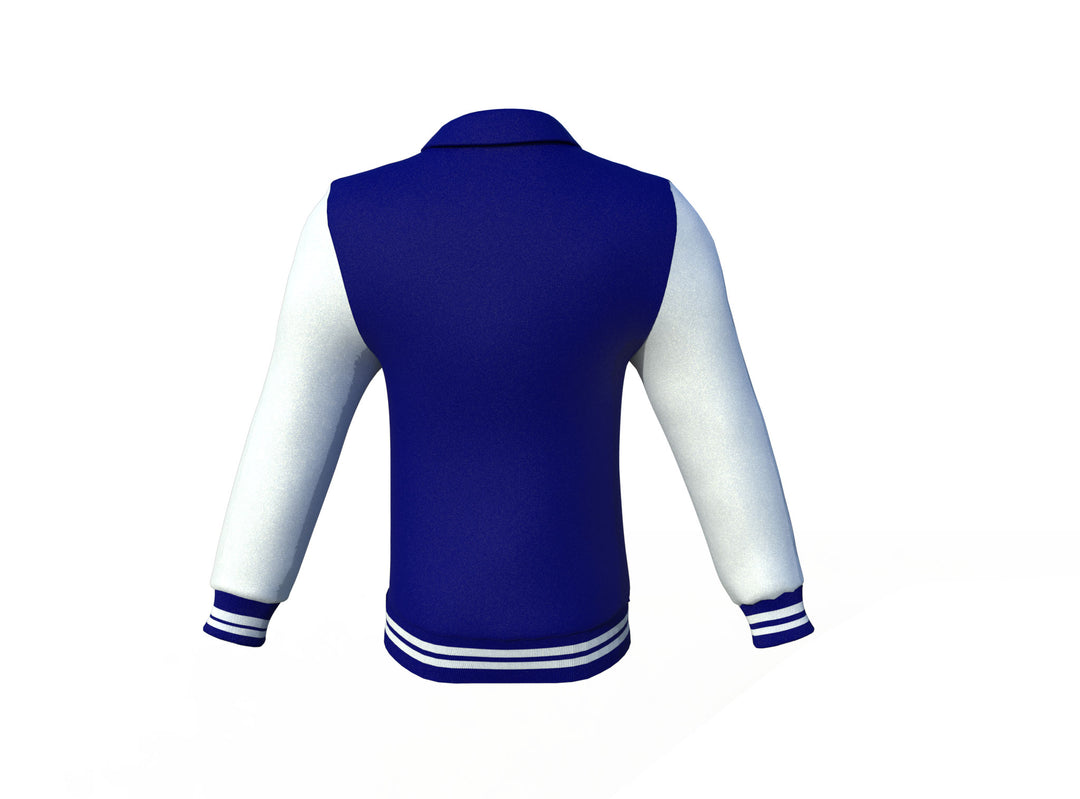 Navy Varsity Letterman Jacket with White Sleeves - Image 5