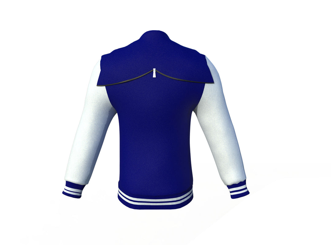 Navy Varsity Letterman Jacket with White Sleeves - Image 4