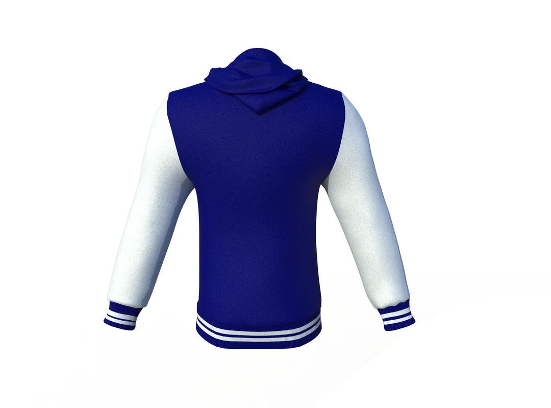 Navy Varsity Letterman Jacket with White Sleeves - Image 3