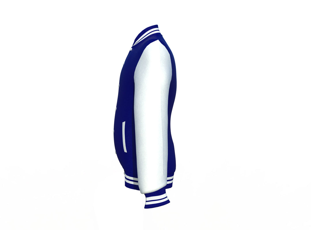 Navy Varsity Letterman Jacket with White Sleeves - Image 12