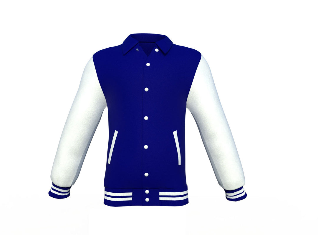 Navy Varsity Letterman Jacket with White Sleeves - Image 2