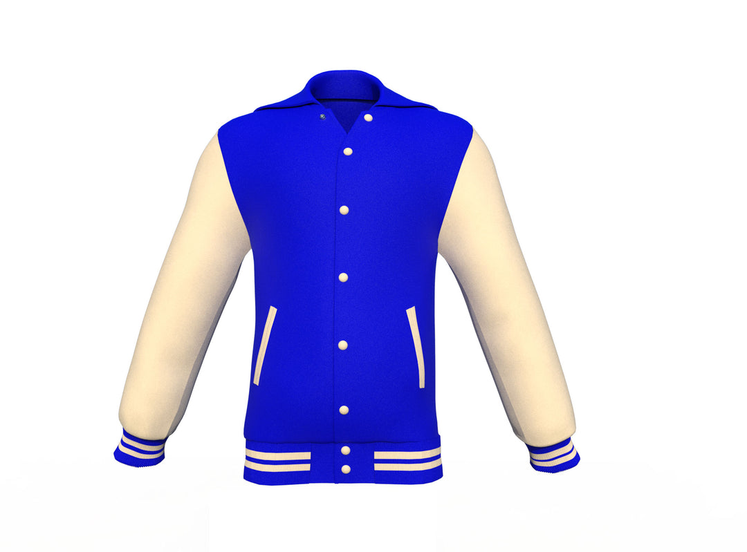 Blue Varsity Letterman Jacket with Cream Sleeves - Image 8
