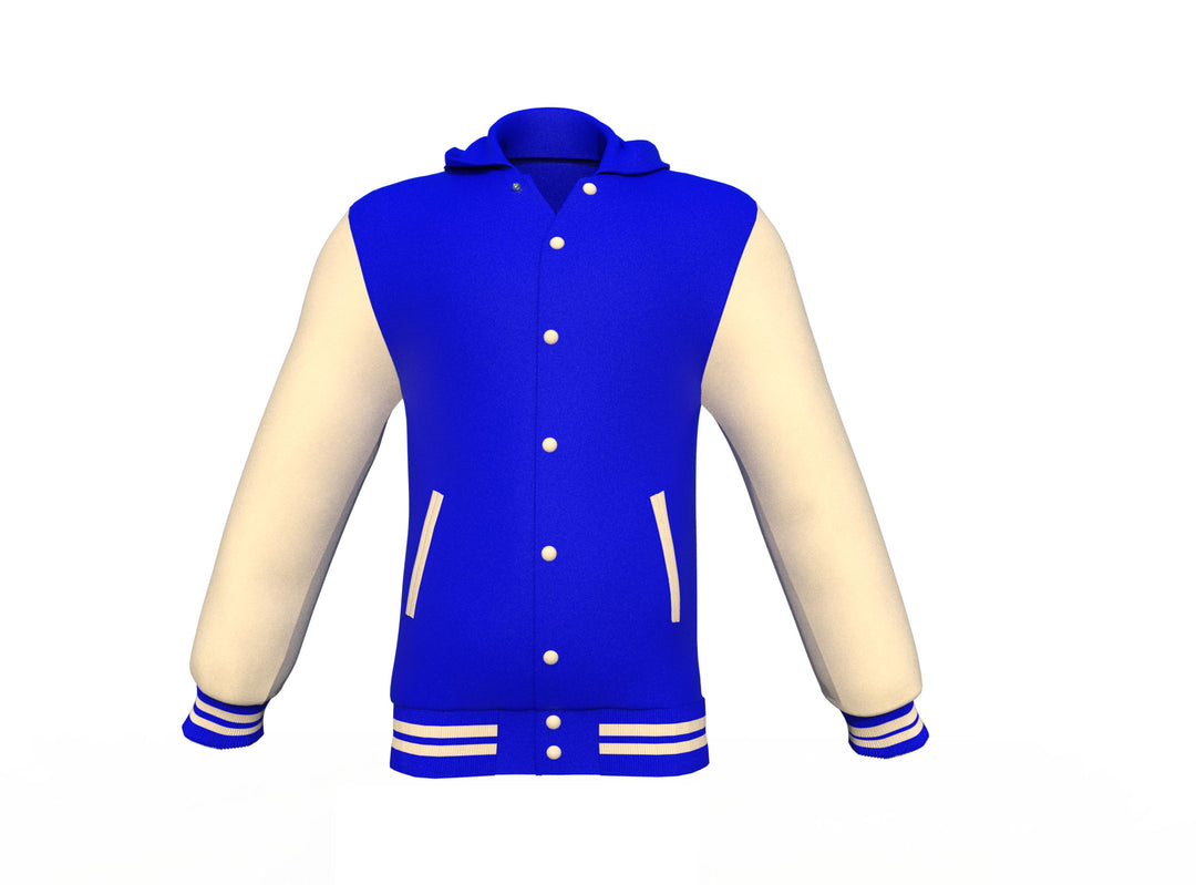 Blue Varsity Letterman Jacket with Cream Sleeves - Image 7