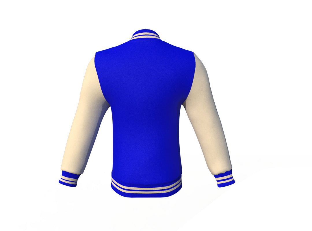 Blue Varsity Letterman Jacket with Cream Sleeves - Image 6