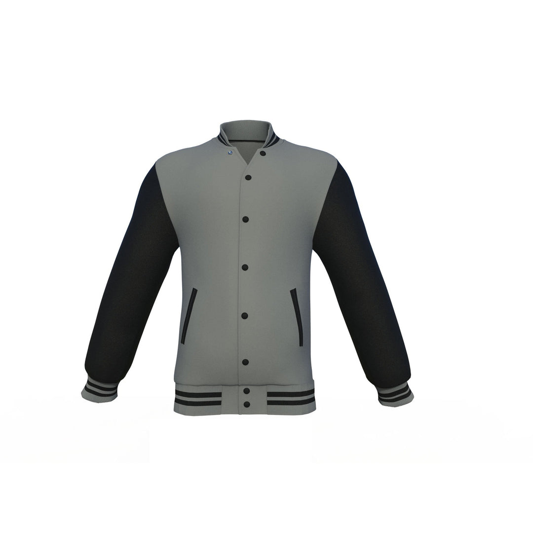 Grey Varsity Letterman Jacket with Black Sleeves - Image 14