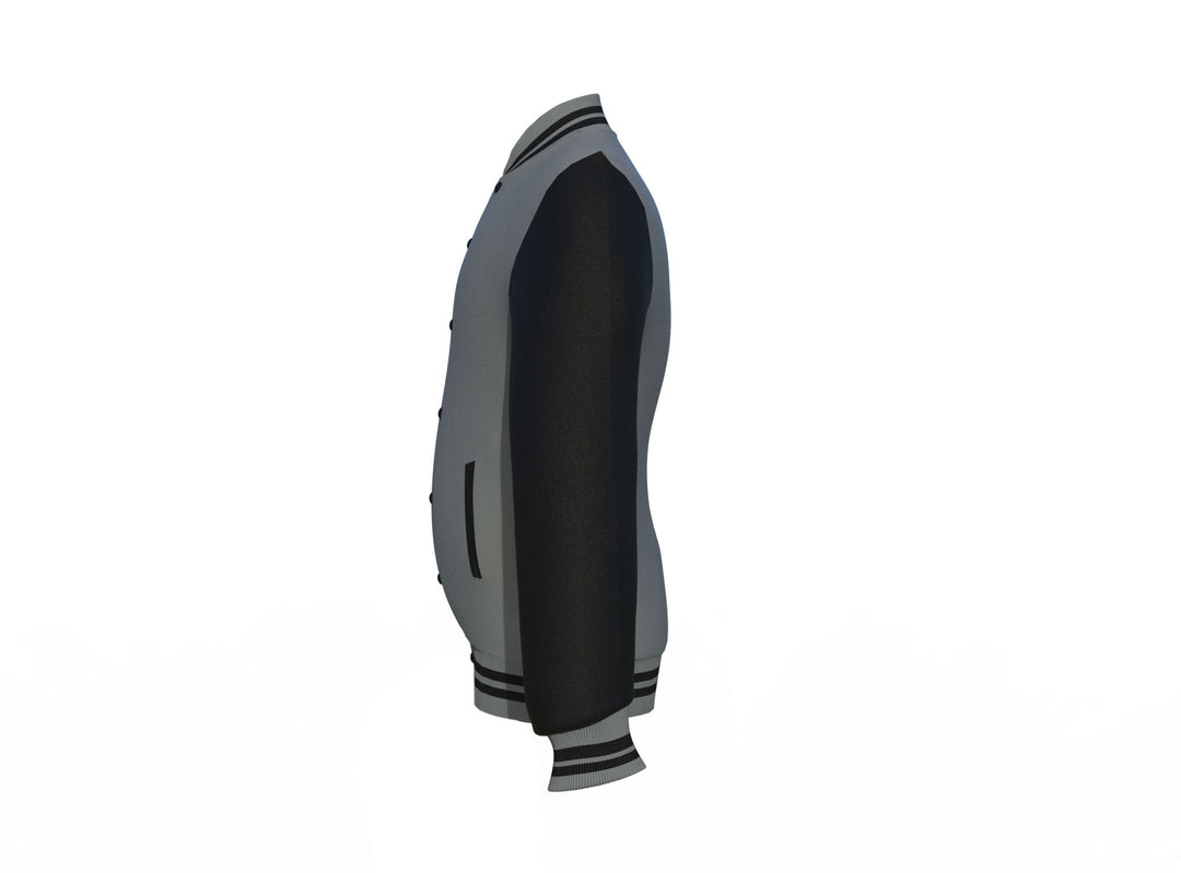 Grey Varsity Letterman Jacket with Black Sleeves - Image 12