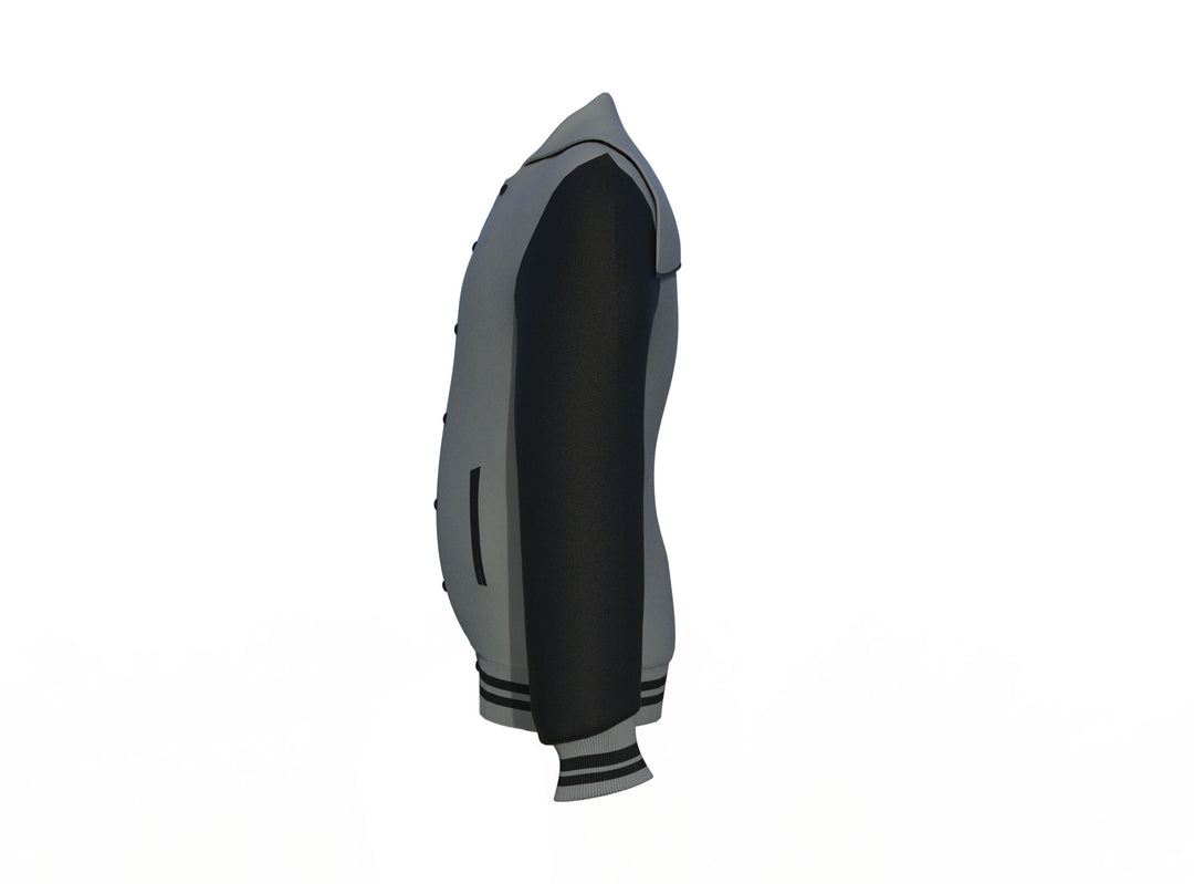 Grey Varsity Letterman Jacket with Black Sleeves - Image 10