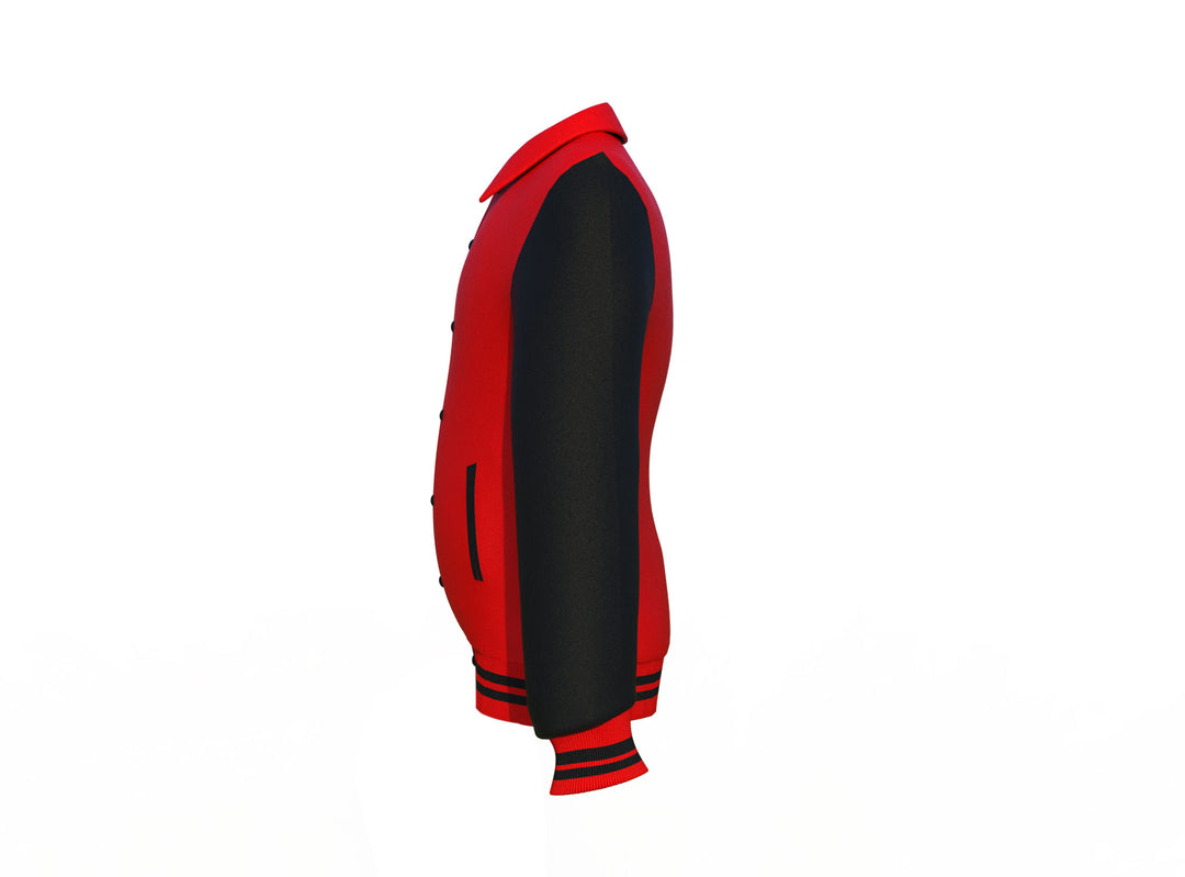 Red Varsity Letterman Jacket with Black Sleeves - Image 11