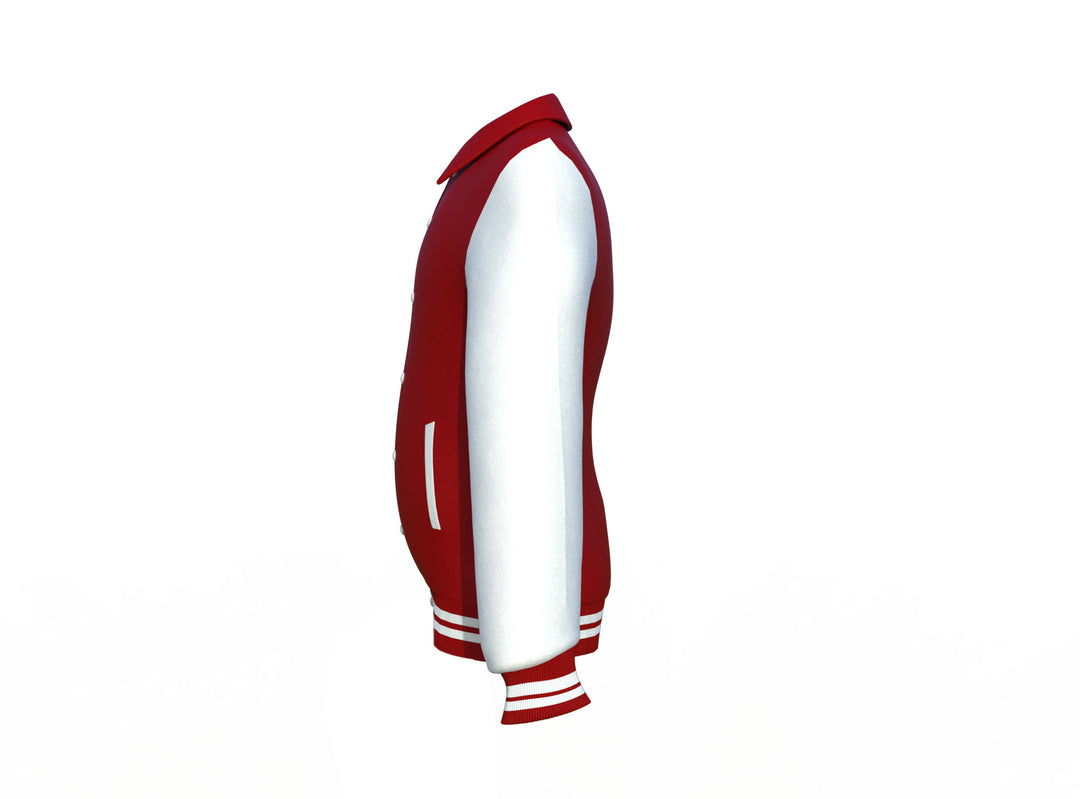 Maroon Varsity Letterman Jacket with White Sleeves - Image 9