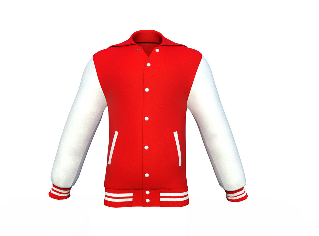 Red Varsity Letterman Jacket with White Sleeves - Image 8