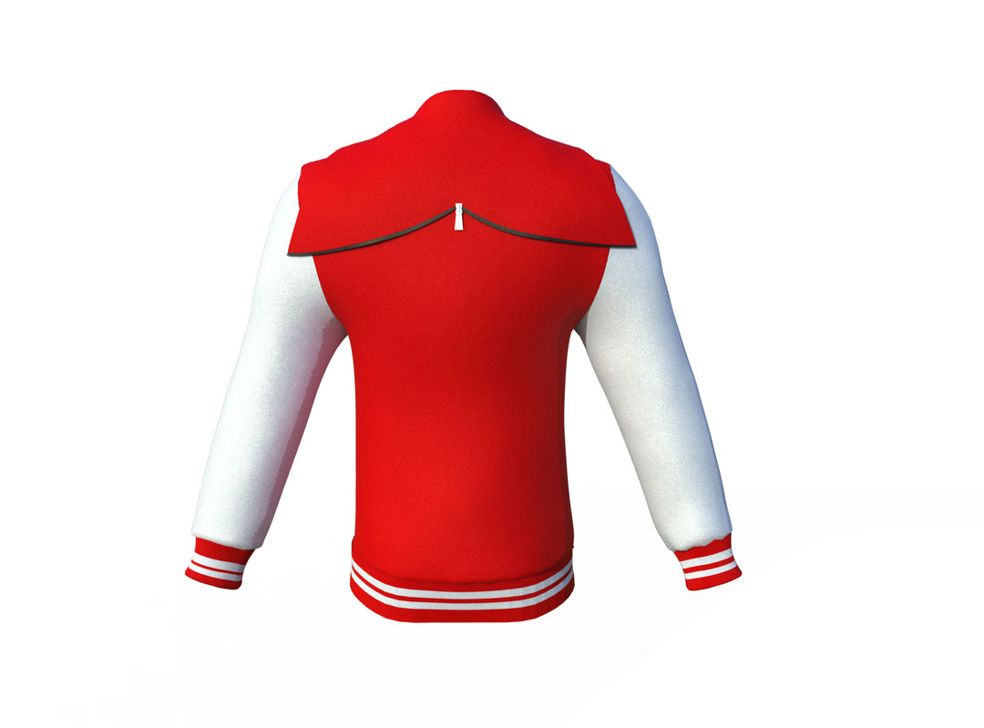 Red Varsity Letterman Jacket with White Sleeves - Image 4